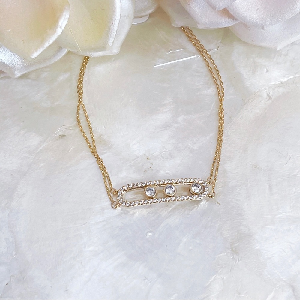 18K Gold Plated Micro Pave Moving CZ Bracelet NEW